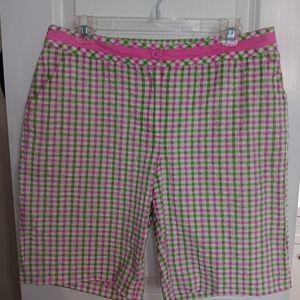 EP Pro Golf Women's Pink and Green Checkered Shorts